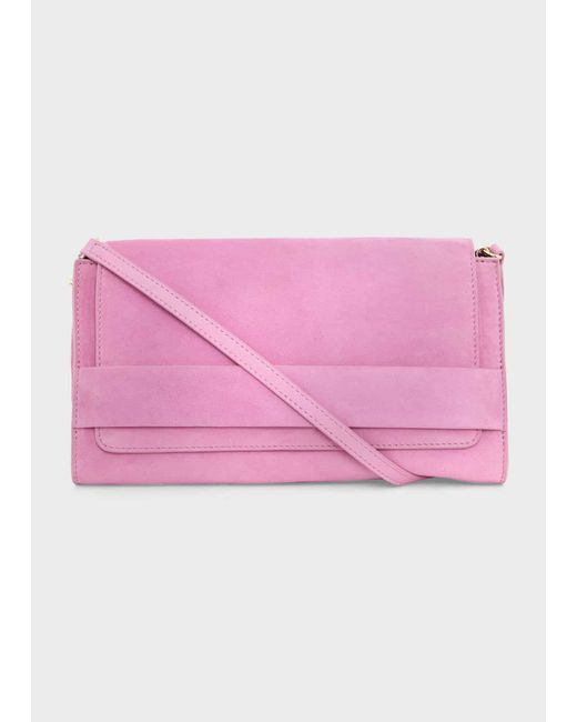 Hobbs Pink Cambridge Suede Clutch Bag