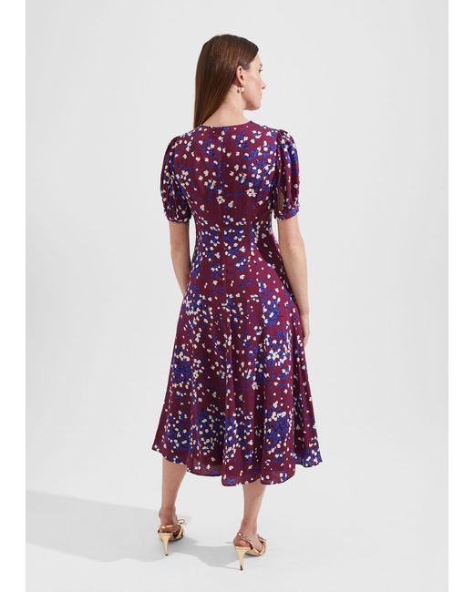 Hobbs Purple Rochelle Floral Fit And Flare Dress