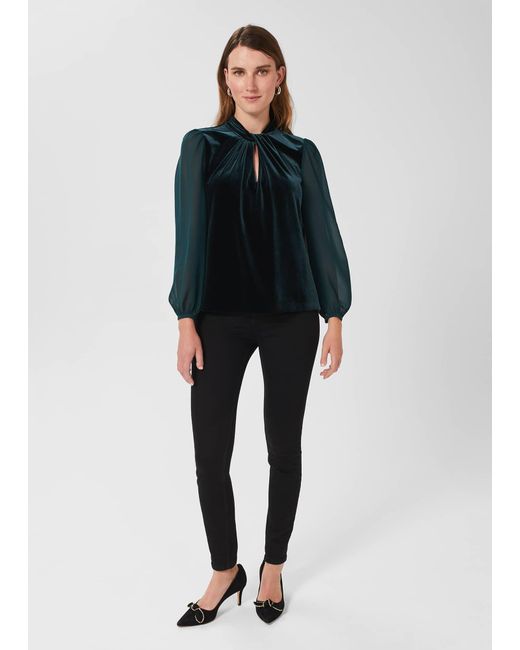 Hobbs Blue Faye Velvet Top