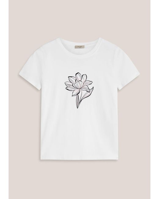 Hobbs Natural Pixie Cotton Embroidered Printed T-Shirt