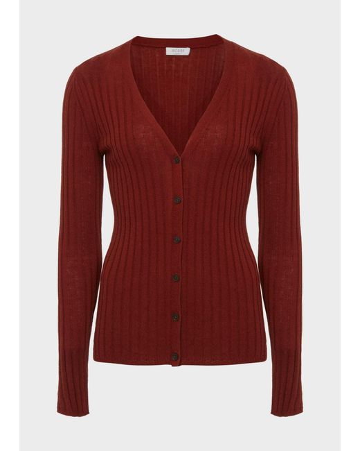 Hobbs Red Aria Ribbed Cardigan