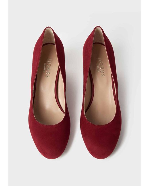 Hobbs Leather Amber Suede Block Heel Court Shoes in Dark