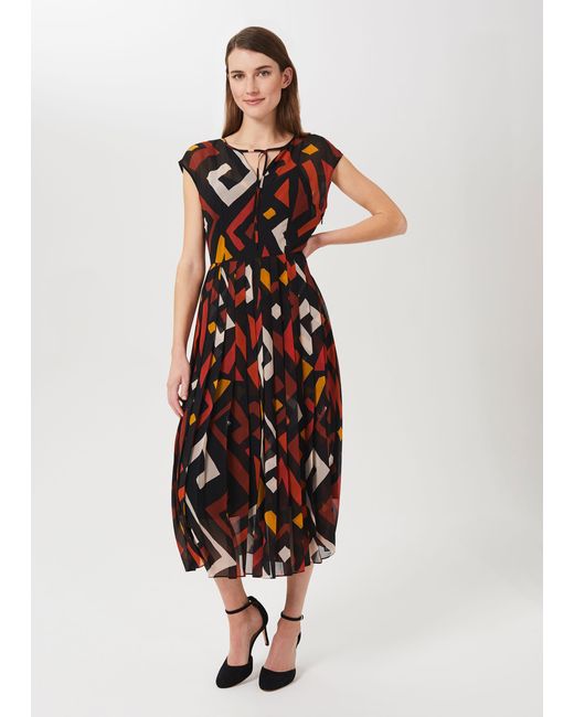 Hobbs White Arianna Printed Midi Dress
