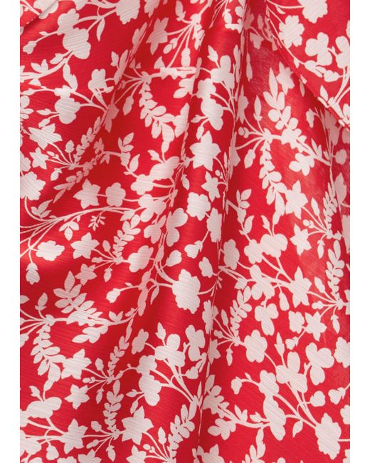 Hobbs Red Rosie Floral Print Midi Dress