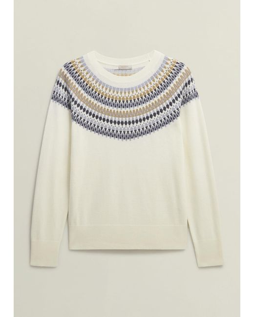 Hobbs Natural Fair Isle Wool Cashmere Jumper