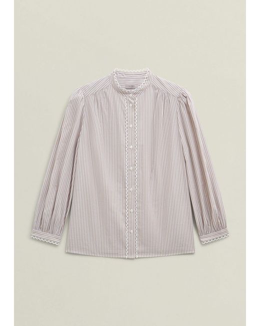Hobbs Natural Becca Cotton Stripe Blouse
