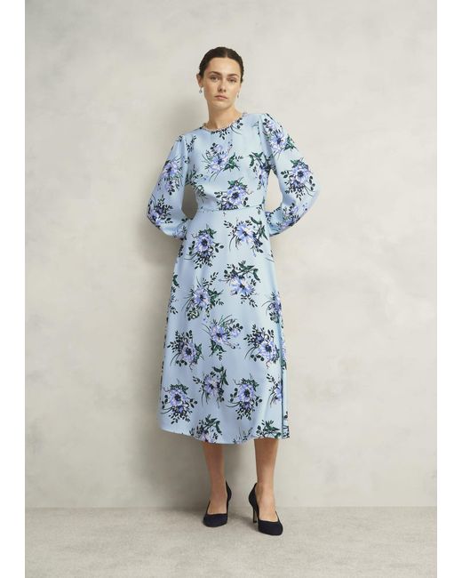 Hobbs Blue Claudine Embellished Floral Dress