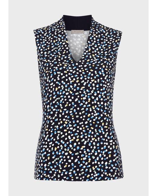 Hobbs Blue Aimee Sleeveless Printed Top