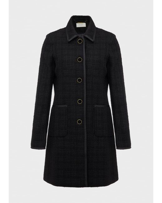 Hobbs Black Elaine Tweed Coat With Wool