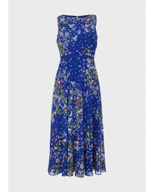 Hobbs Blue Carly Floral Fit And Flare Dress