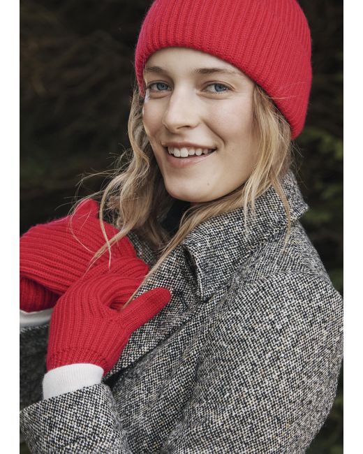 Hobbs Red Philipa Knit Mittens With Wool