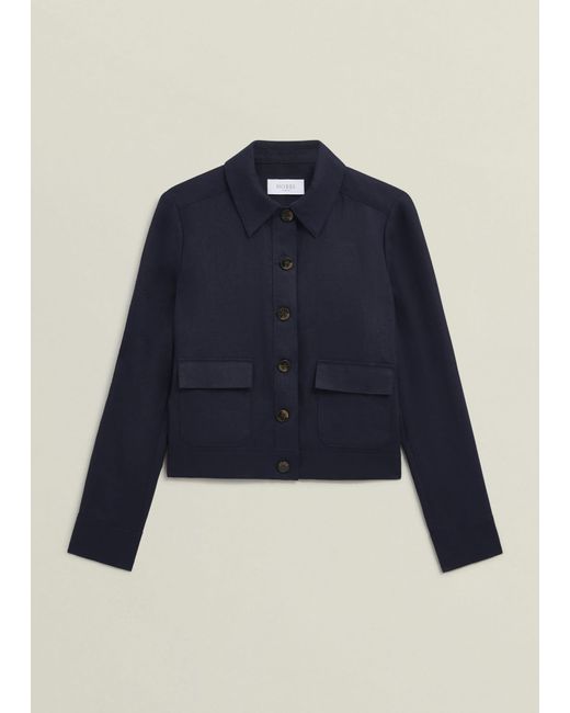 Hobbs Blue Clarence Linen Jacket