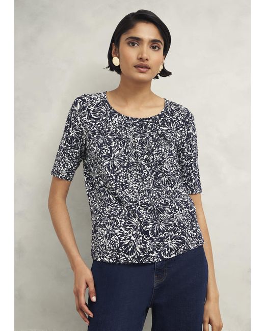 Hobbs Blue Jacqueline Print Top