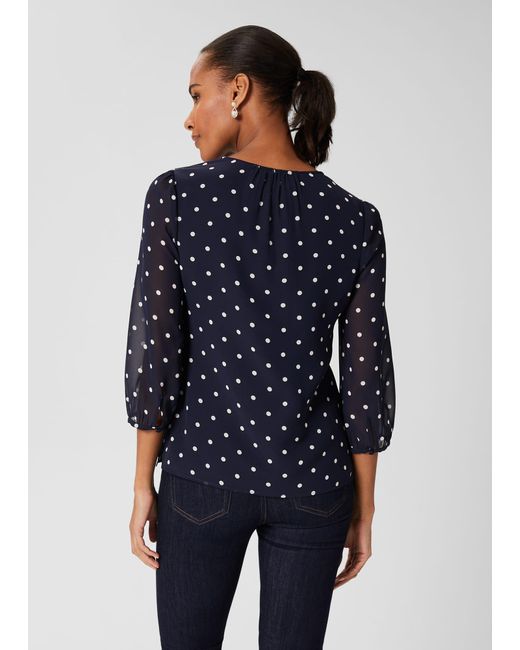 Hobbs Blue Demi Spot Blouse