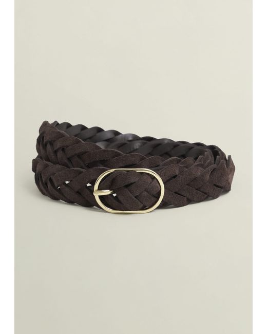 Hobbs Black Meera Suede Woven Belt