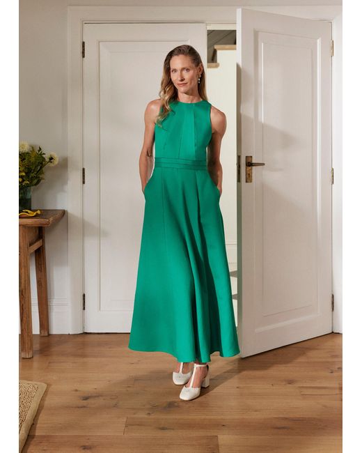 Hobbs Green Harewood Linen Blend Maxi Dress