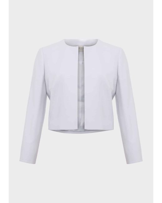 Hobbs White Elize Crepe Jacket