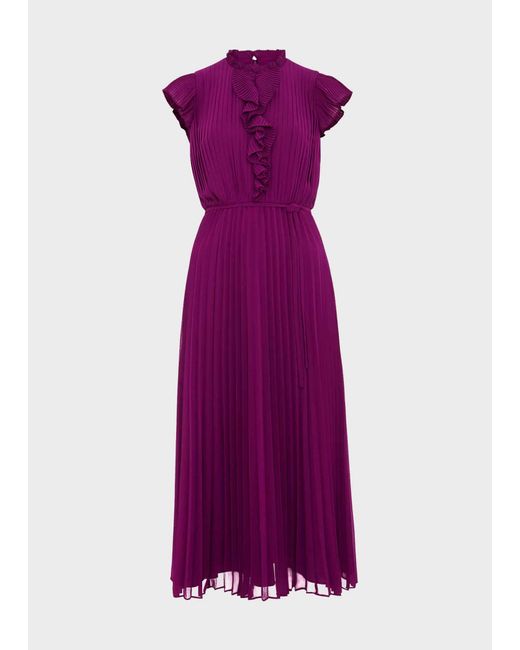 Hobbs Purple Addison Pleated Dress