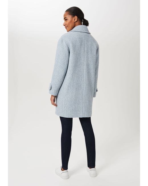Hobbs Carmen Herringbone Coat With Wool in Blue Lyst UK