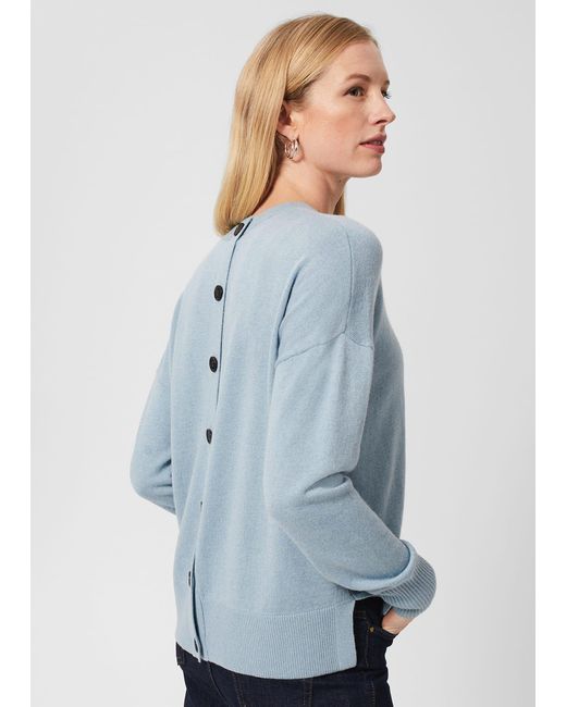 Hobbs Blue Lydia Button Jumper With Cashmere