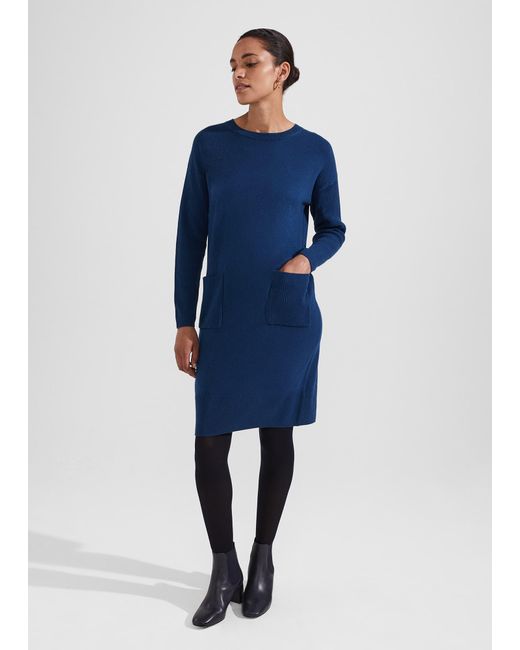 Hobbs Blue Devora Knitted Dress With Cashmere