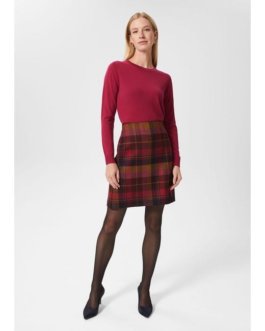 Hobbs Red Lacey Wool Skirt