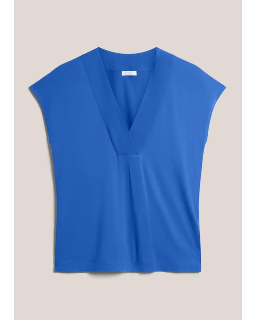 Hobbs Blue Jonie Printed V Neck Top