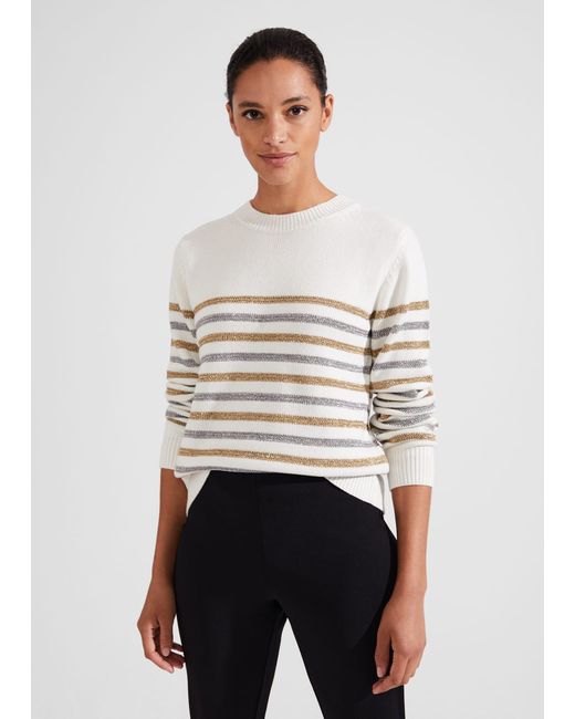 Hobbs White Destiny Sparkle Stripe Jumper