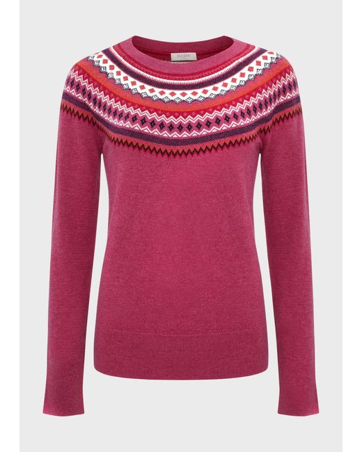 Hobbs Red Greta Fairisle Jumper With Cashmere