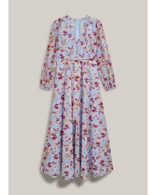 Hobbs Multicolor Petite Thea Tie Belted Dress