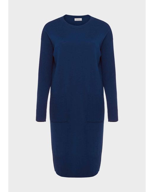 Hobbs Blue Devora Knitted Dress With Cashmere
