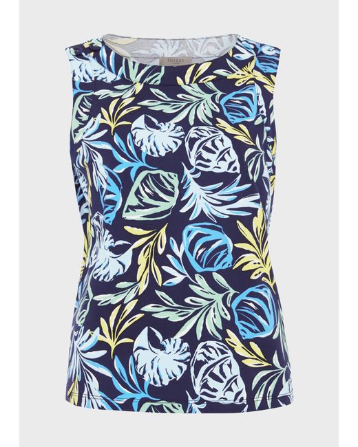 Hobbs Blue Maddy Cotton Printed Top