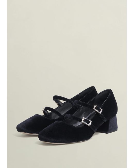Hobbs Black Rosaleen Velvet Heeled Mary Janes