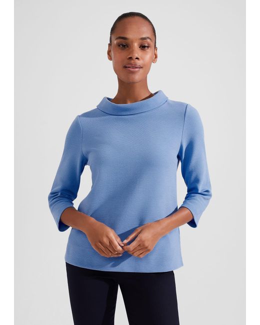 Hobbs Blue Betsy Textured Top With Cotton