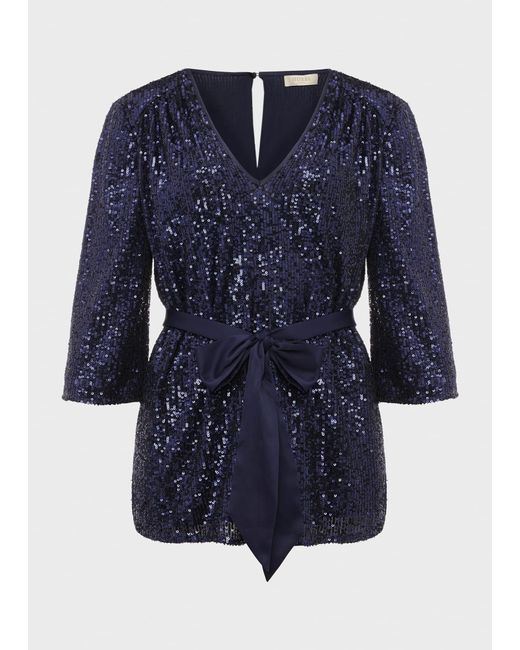 Hobbs Blue Salma Sequin Top
