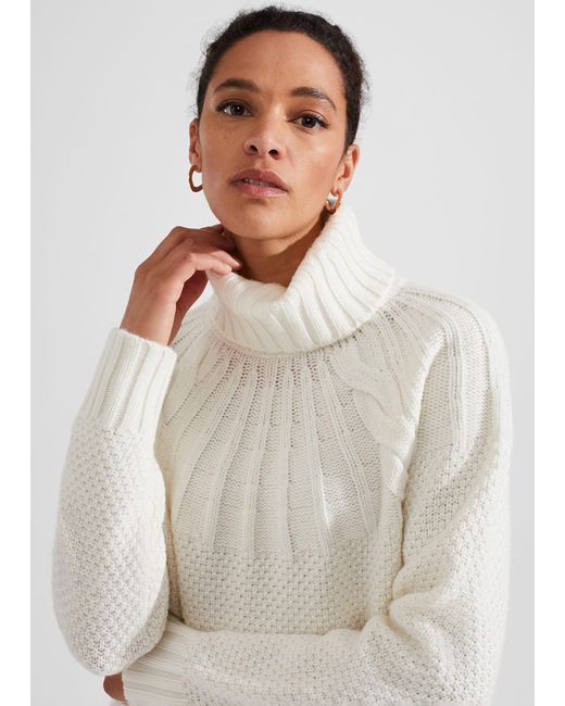 Hobbs White Shauna Cable Jumper With Alpaca