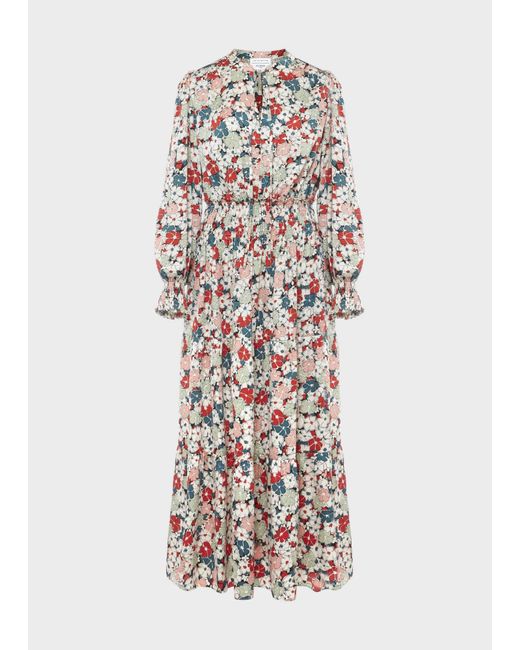Hobbs White Fairfax Floral Fit And Flare Dress