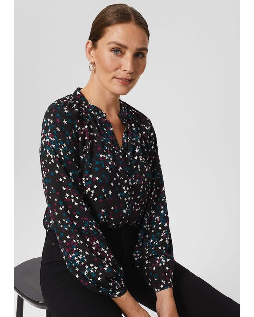 Hobbs Black Alycia Star Blouse