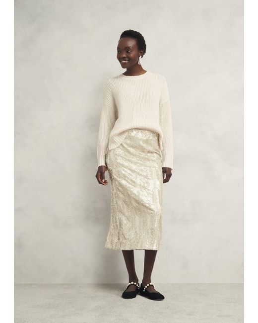 Hobbs Natural Relaxed Sequin Knit Jumper