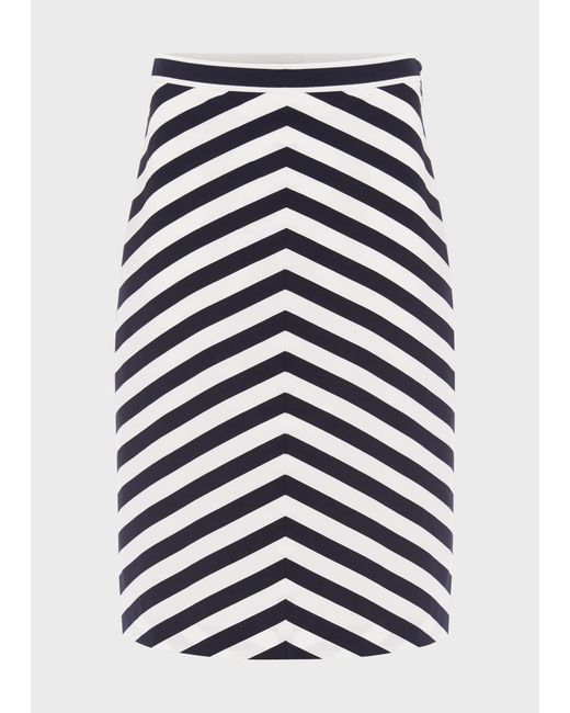 Hobbs White Talisa Cotton Stripe A Line Skirt