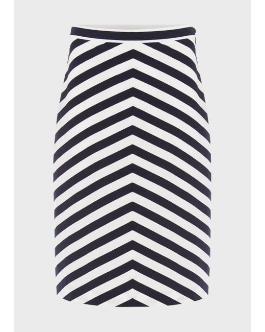 Hobbs White Talisa Cotton Stripe A Line Skirt