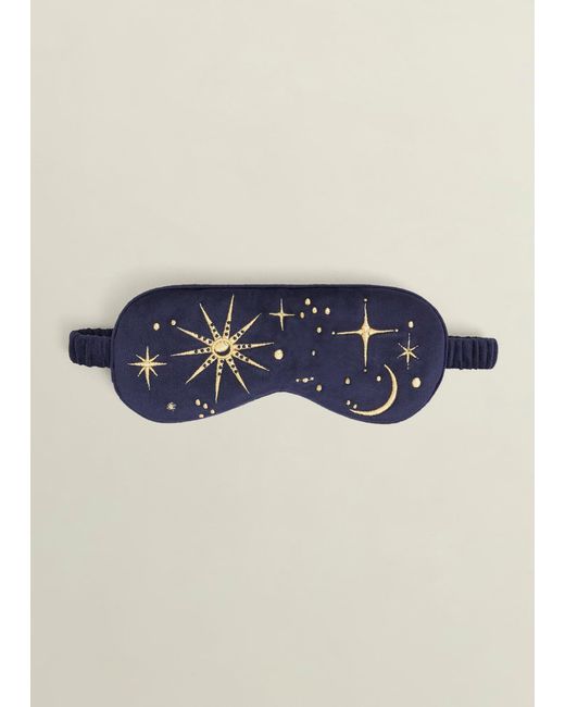 Hobbs Blue Gabriella Embroidered Silk Eye Mask