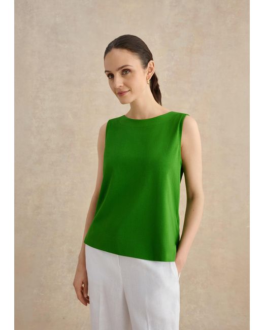 Hobbs Green Fern Cotton Jersey Button Back Top