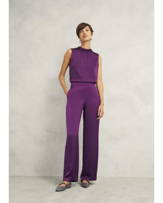 Hobbs Purple Judith Satin Trousers
