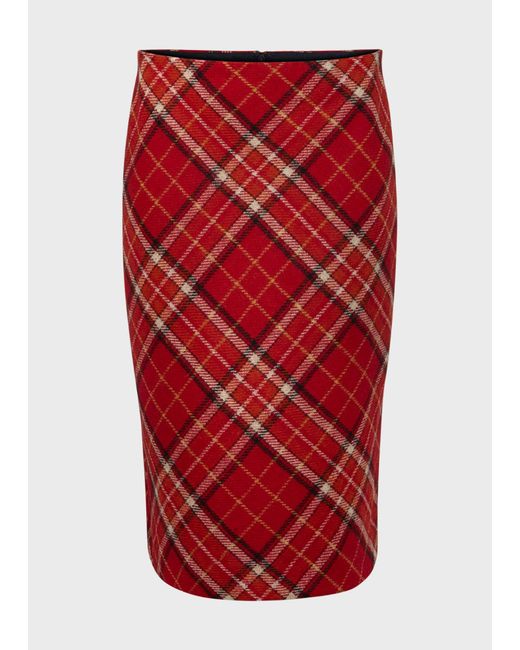 Hobbs Red Daphne Wool Skirt