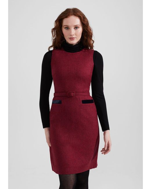 Hobbs Red Diane Wool Dress