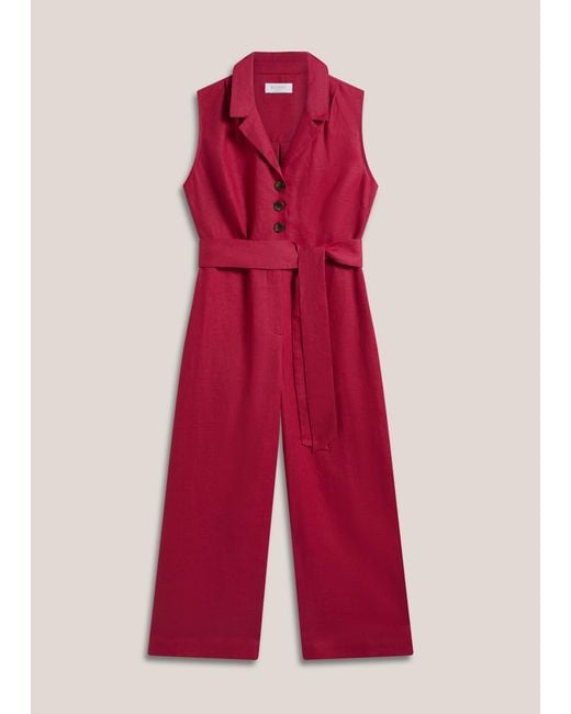 Hobbs Pink Petite Destiny Linen Jumpsuit