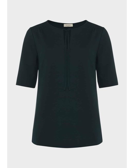 Hobbs Black Claudine Tie Neck Top