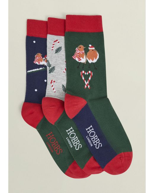 Hobbs Red Festive Robin Sock Set