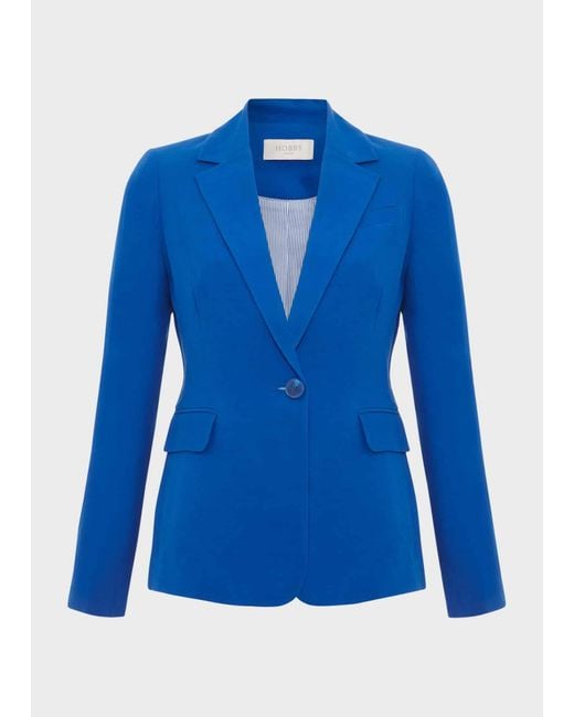 Hobbs Blue Fletcher Silk Linen Jacket